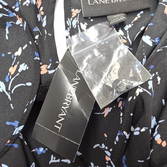 Lane Bryant Dress Womens 16P Black Floral Ruffle Cold Shoulder Belted Midi - Picture 8 of 14